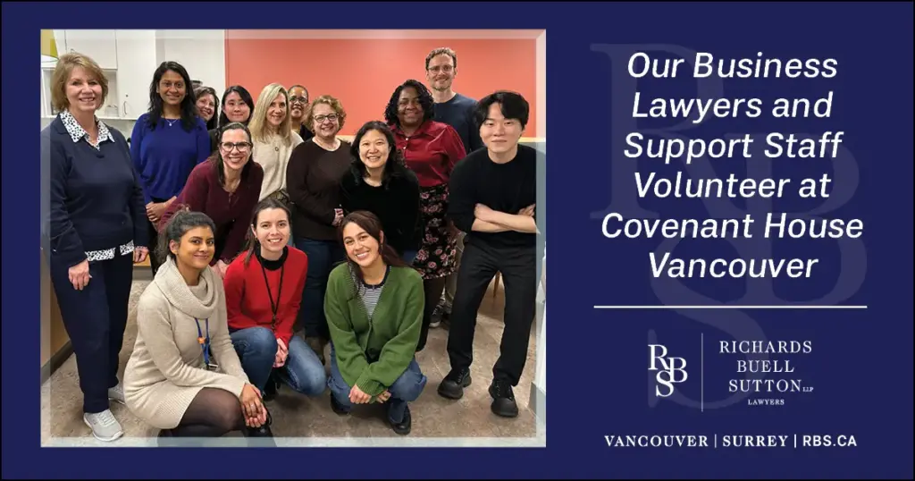 RBS Business Lawyers and Support Staff Volunteer at Covenant House Vancouver